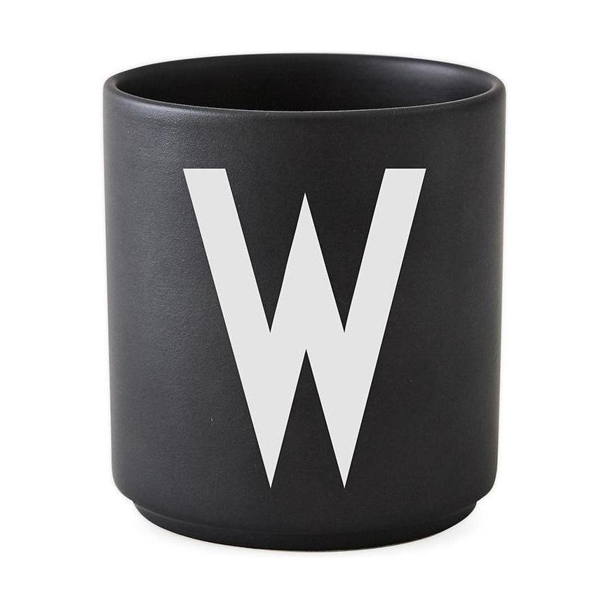 Letras de diseño Taza de porcelana personal A Z, Black, W, W, W
