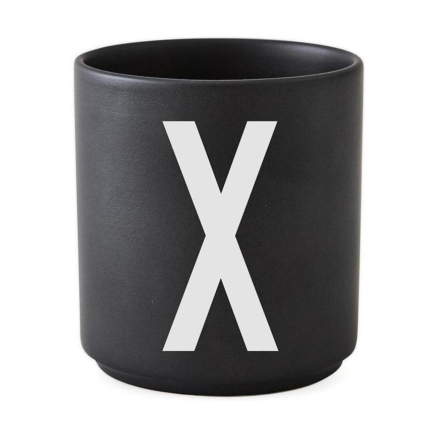 Letras de diseño Taza de porcelana personal A Z, Black, X
