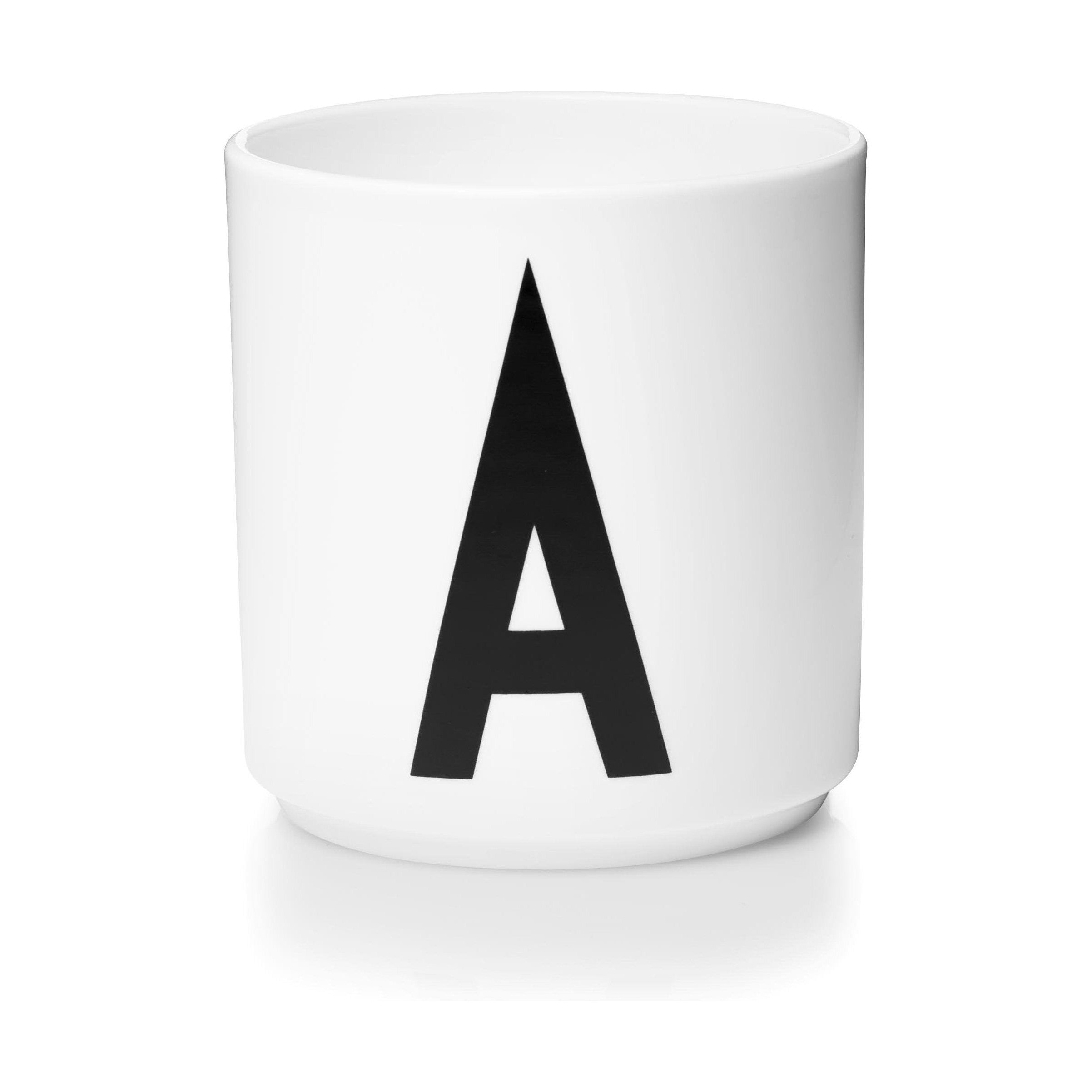 Design Letters Persönlicher Porzellanbecher A Z, Weiß, A