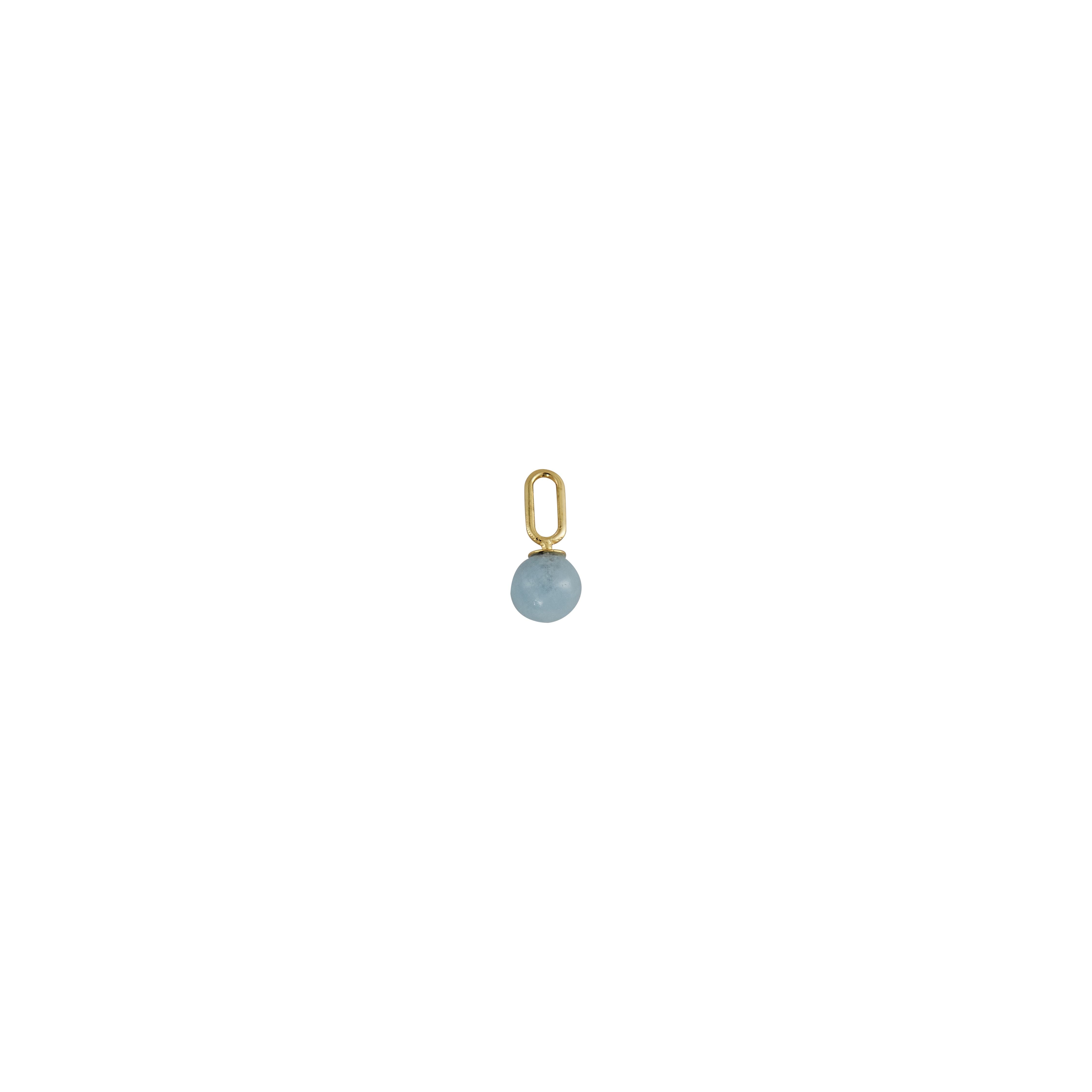 Lettere di design Ciondolo per goccia in pietra 5 mm 18k oro placcato in argento, blu acquamarina