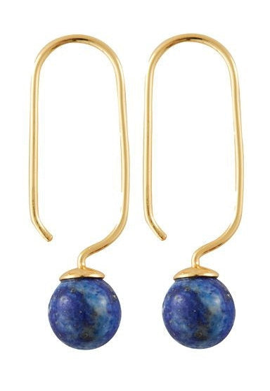 Design Letters Stone Drop Earrings Set Of 2 18k Gold Plated, Lapis Lazuli Blue