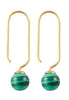 Design Letters Boucles d'oreilles en pierre en jeu de 2 18 k plaquette en or, malachite vert