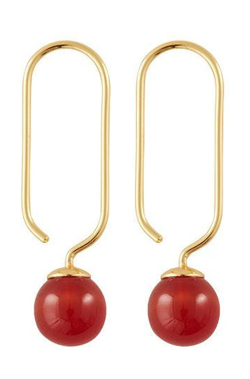 Design Letters Stone Drop Earrings Set Of 2 18k Gold Plated, Red Agate