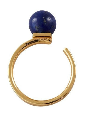 Design Letters Stein-Tropfen-Ring 18k vergoldet, Lapislazuli Blau