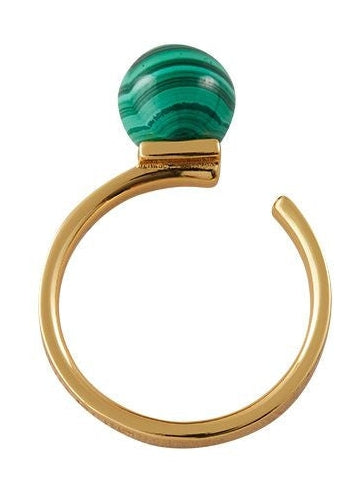 Design Letters Stein-Tropfen-Ring 18k vergoldet, Malachit grün