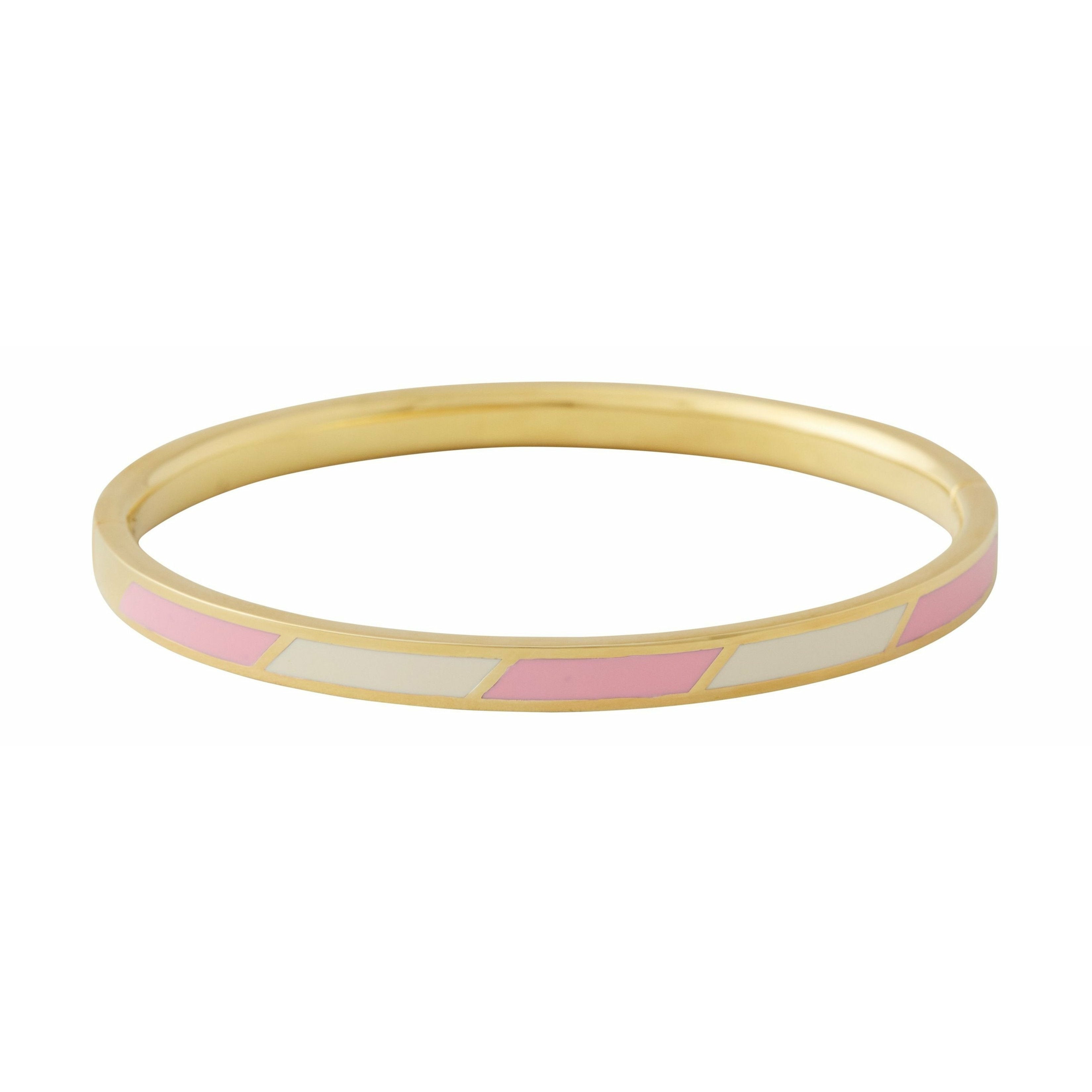 Designbokstaver stripete godteriarmbånd messing gull plattet, rosa/hvitt