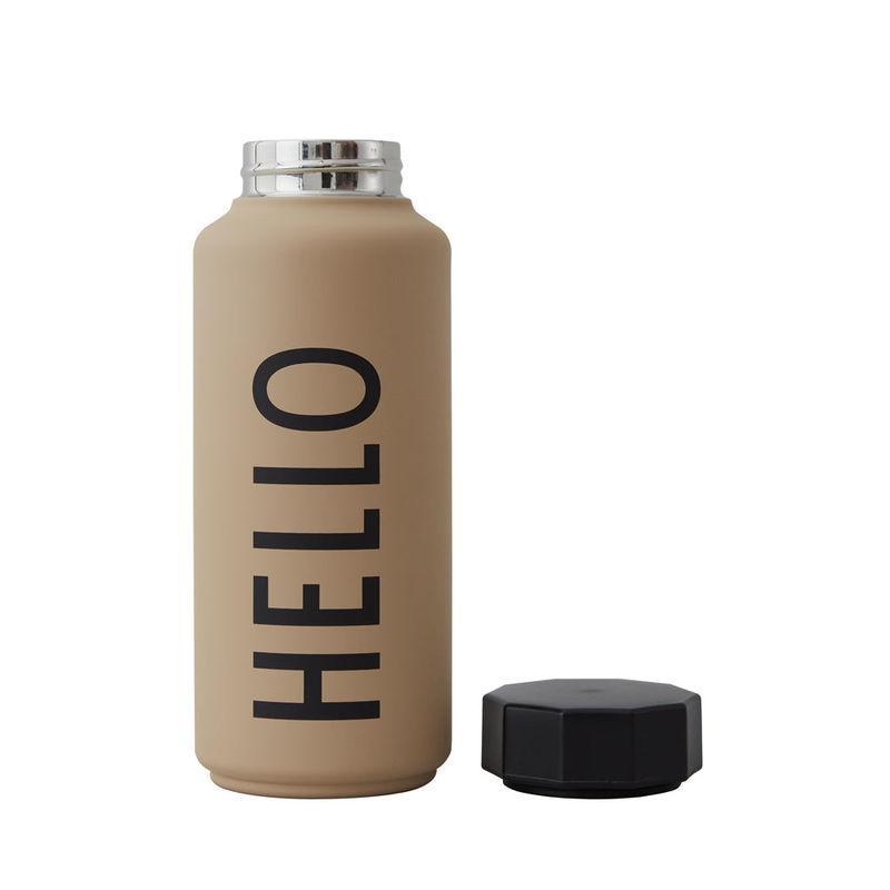 Design Letters To Go Thermo Bottle Beige Hello, 500ml