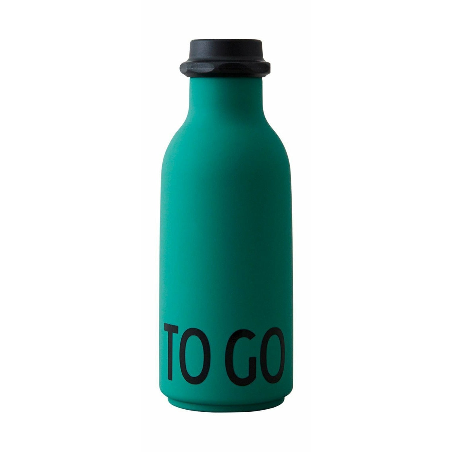 Lettere di design per andare a bottiglia d'acqua, verde scuro