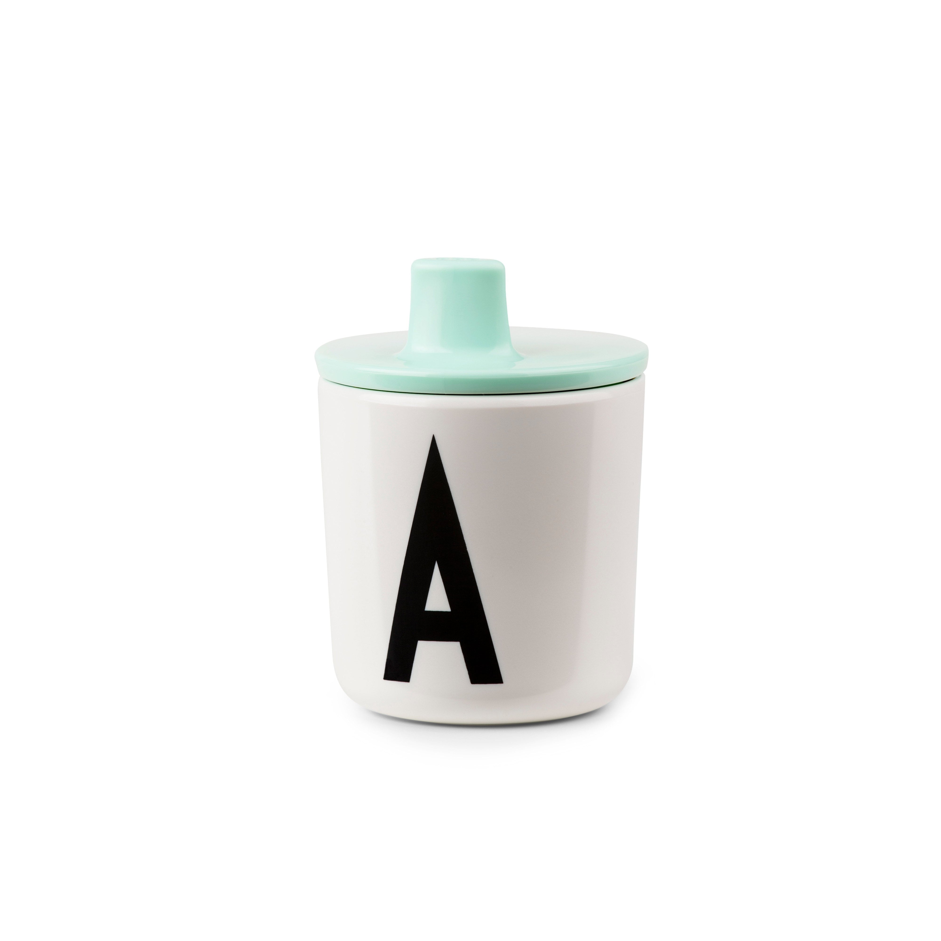Lettere di progettazione che bevono coperchio per tazze di melamina ABC, verde menta
