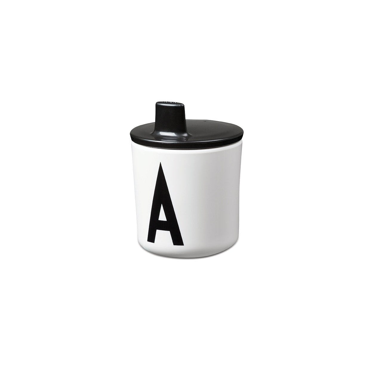 Lettere di progettazione che beve coperchio per la tazza di melamina ABC, nero