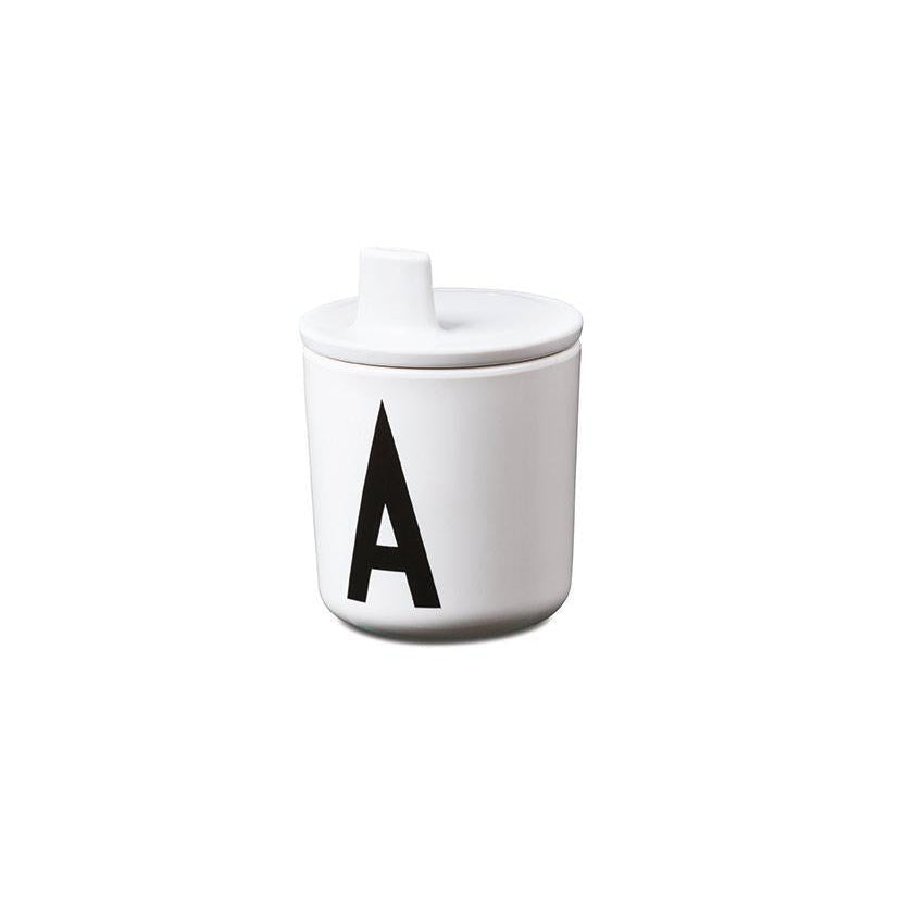 Designbrev som drikker lokk for ABC melamin kopper, hvitt