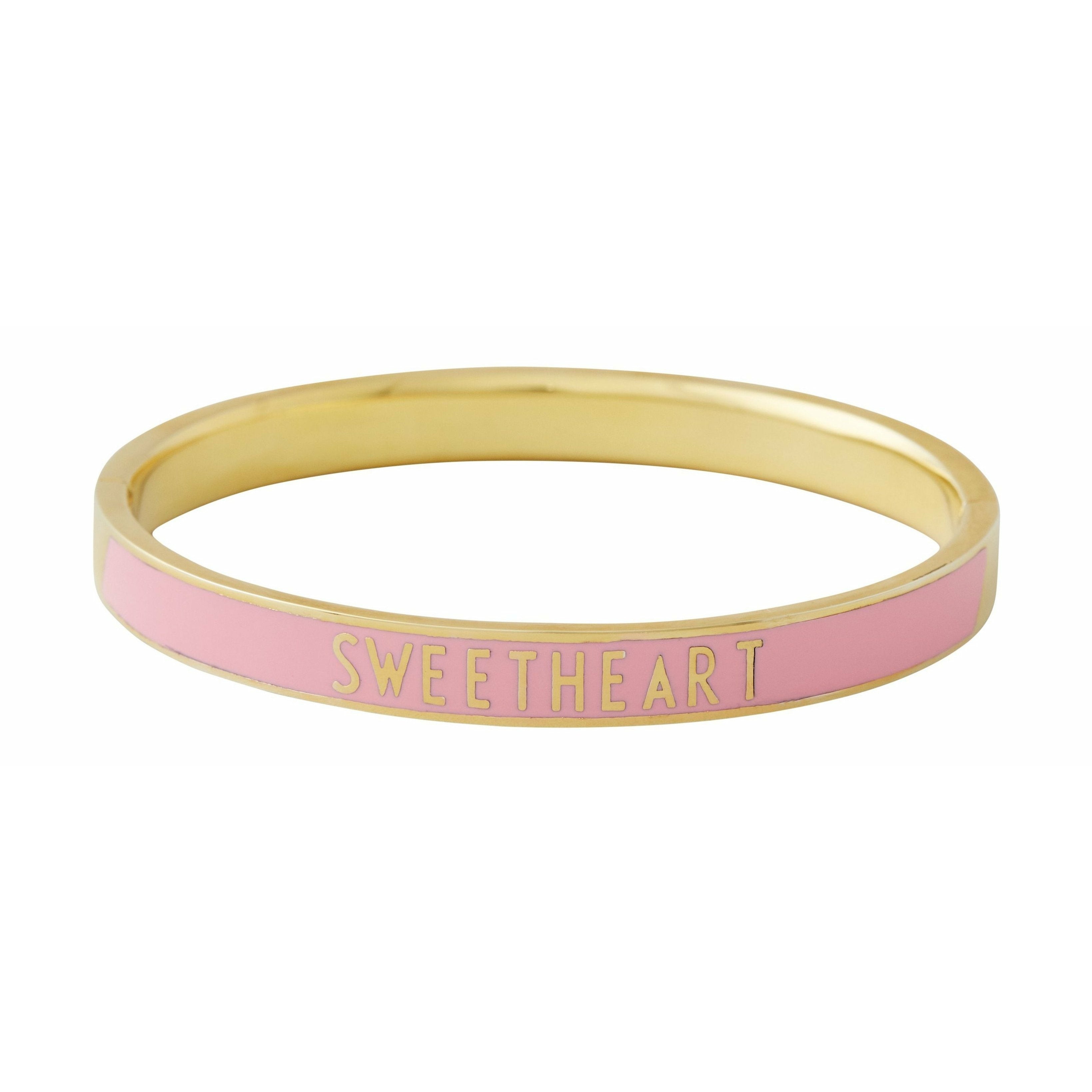 Designbokstaver ord godteri armbånd kjærestehjert messing gull plattet, rosa