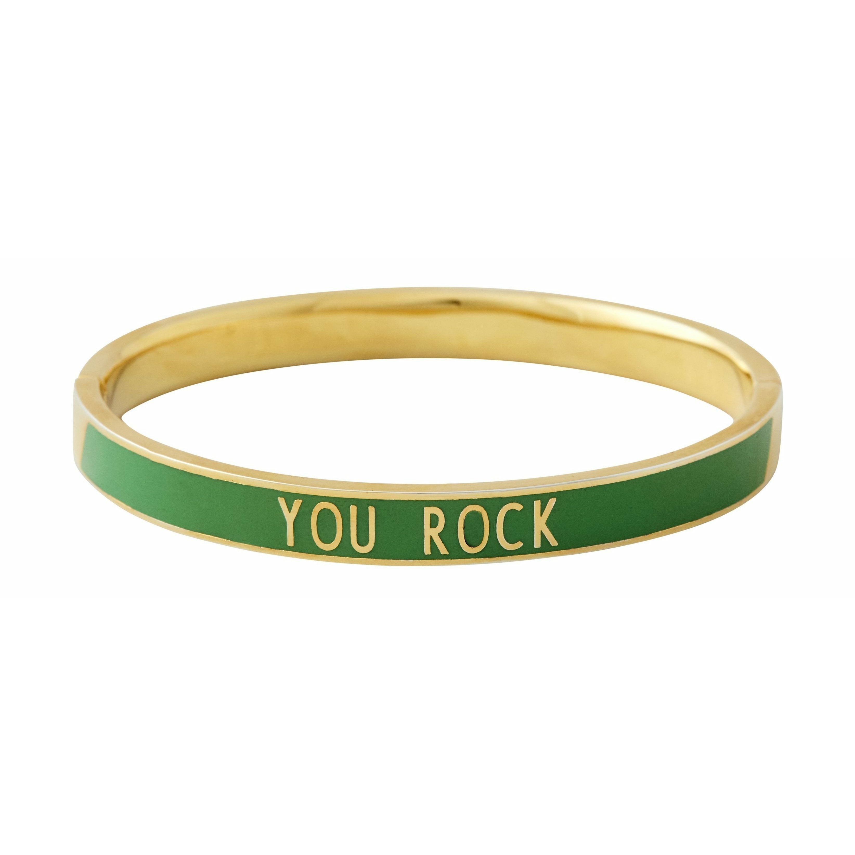 Letras de diseño Word Candy Bracelet You Rock Brass Gold Platted, Green