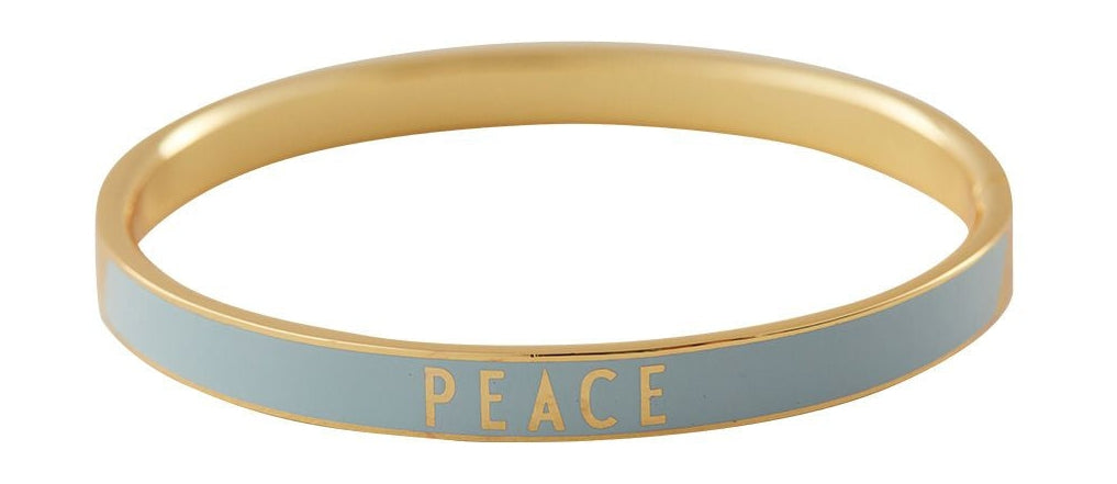 Design Letters Word Candy Bangle Peace Brass Gold Platted, lyseblå