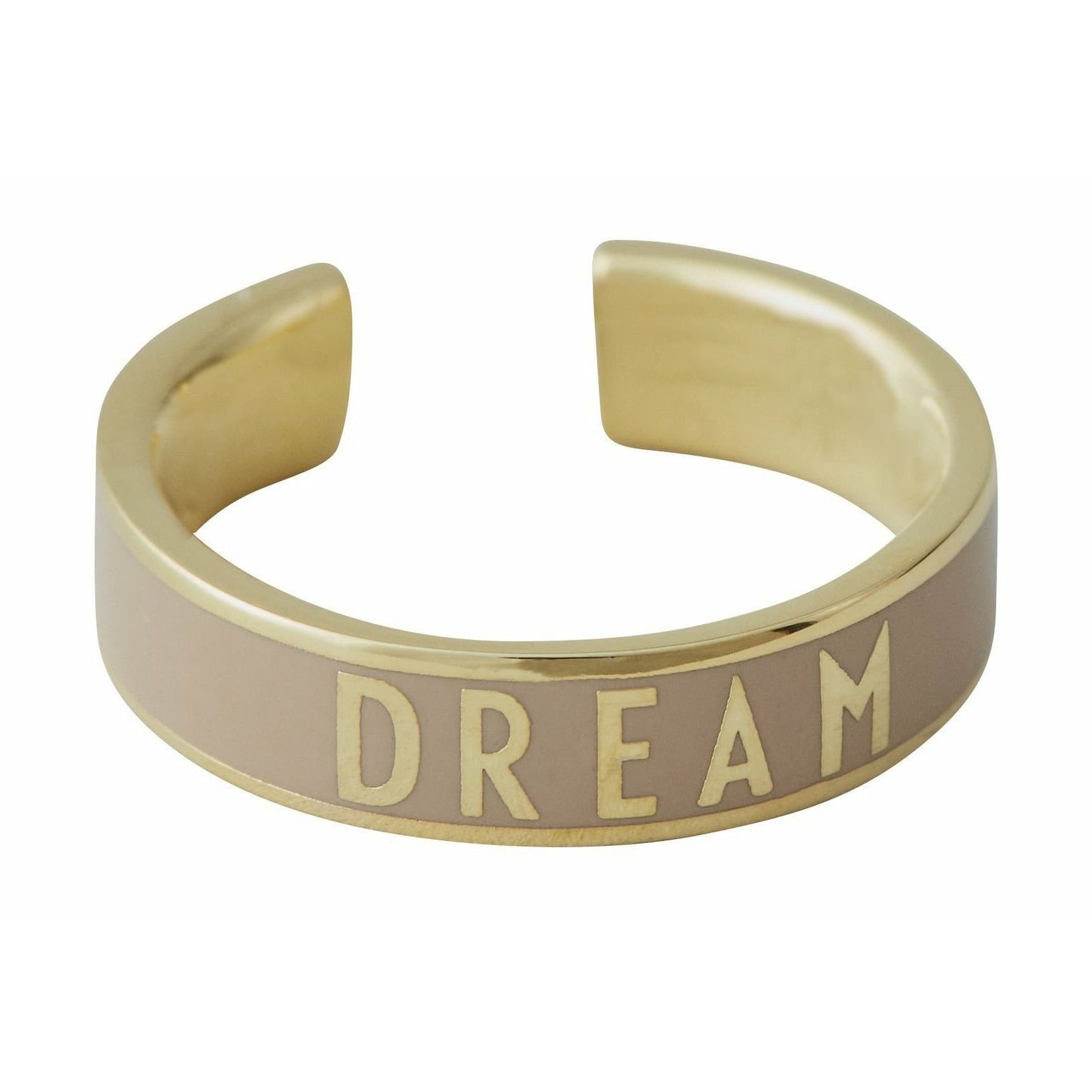 Design Letters Word Candy Ring Dream Messing Gold Platted, Beige