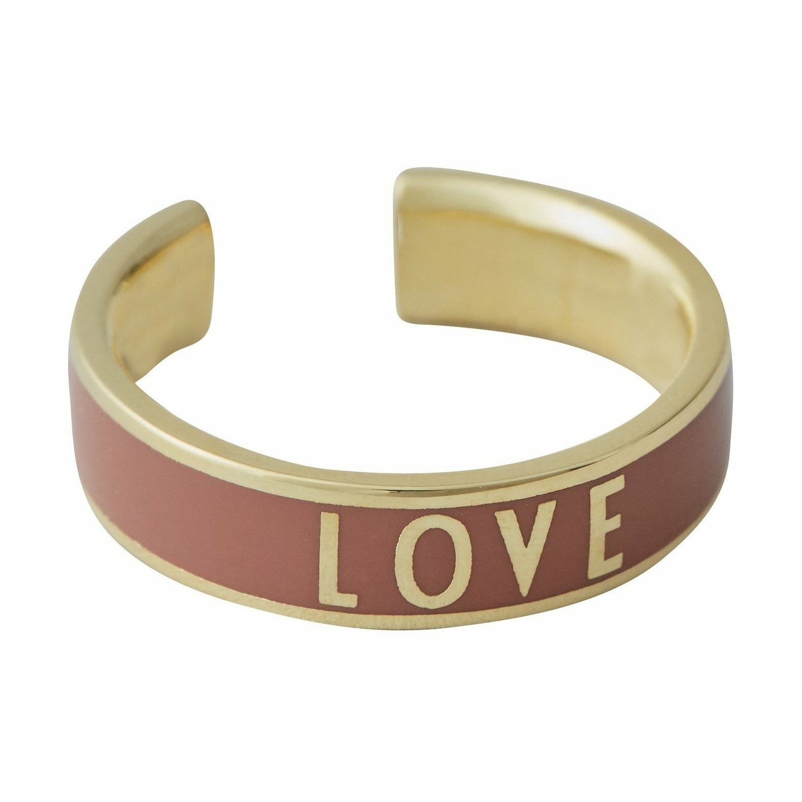 Design Letters Wort Candy Ring Liebe Messing Gold plattiert, rot