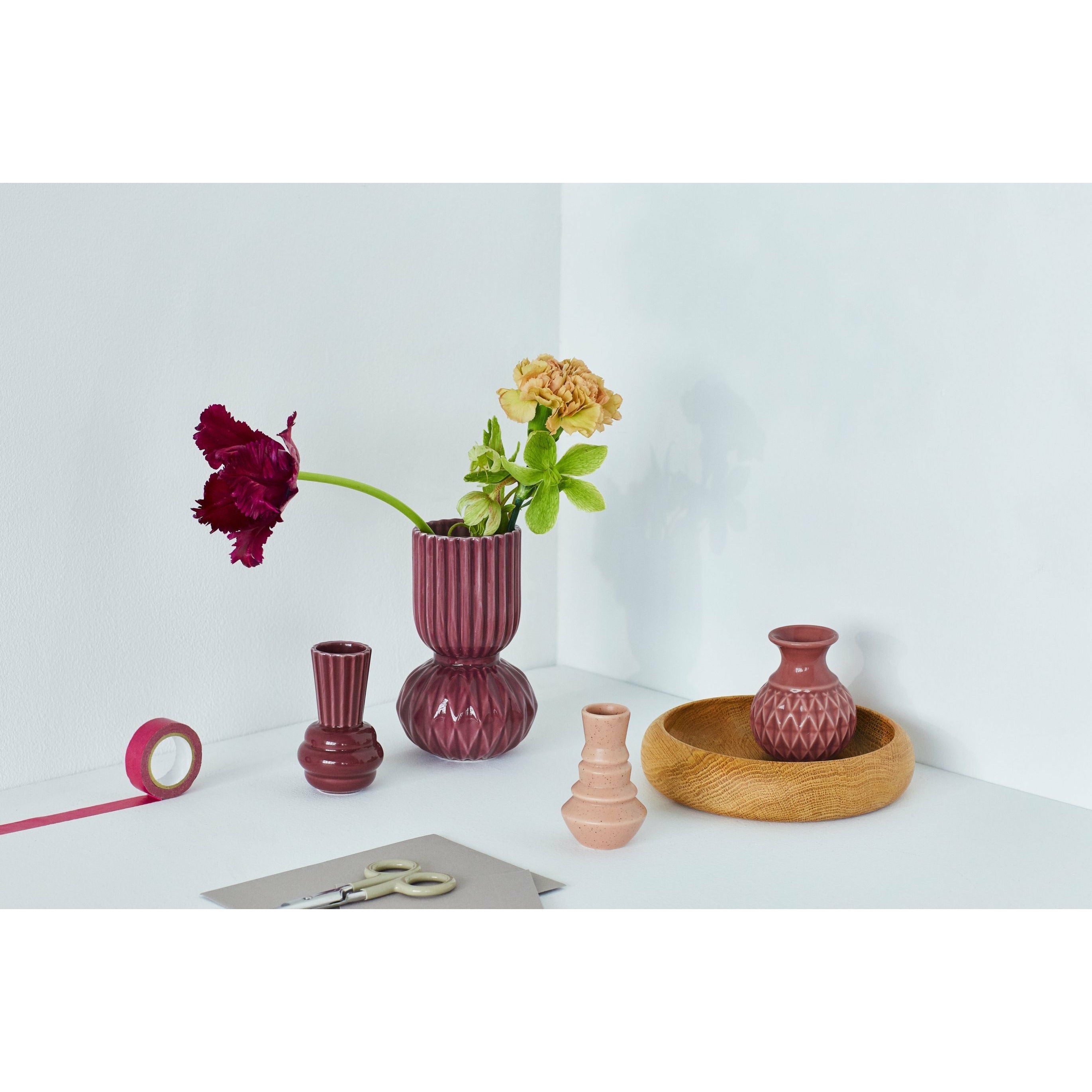 Dottir Dottir Samsurium Minibell Vase Set, Pink, Pink