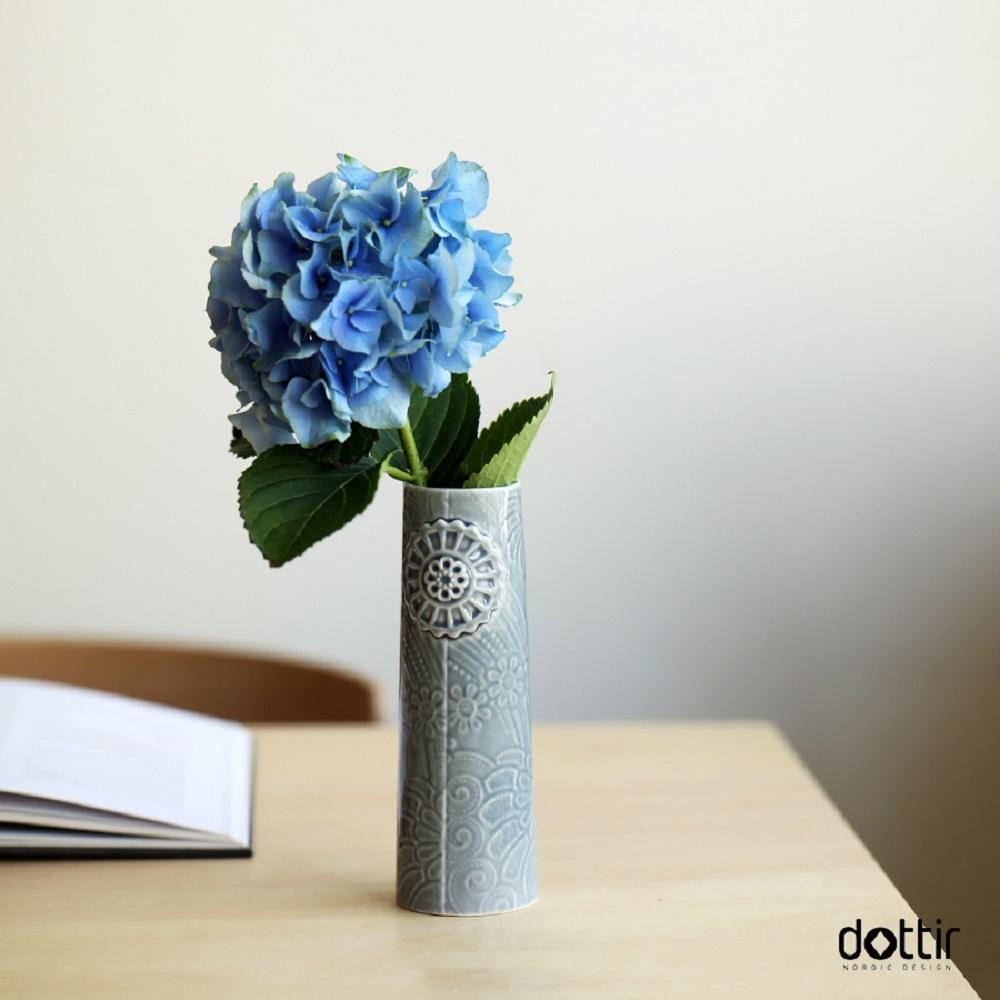 Dottir pipanella blomstervase blå/grå, 9cm