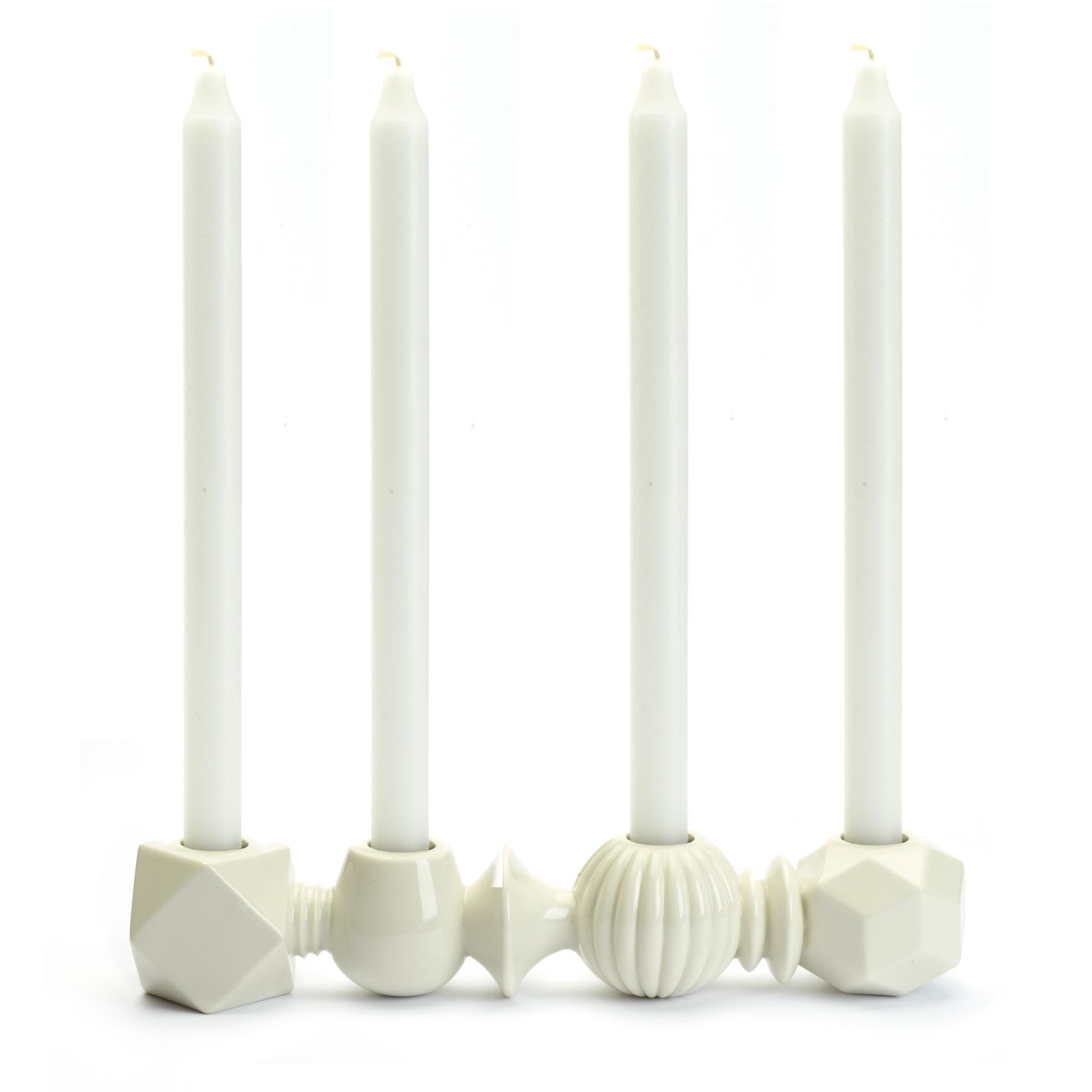 Dottir Samsurium cuatro elementos Candelador de velas White, 30 cm