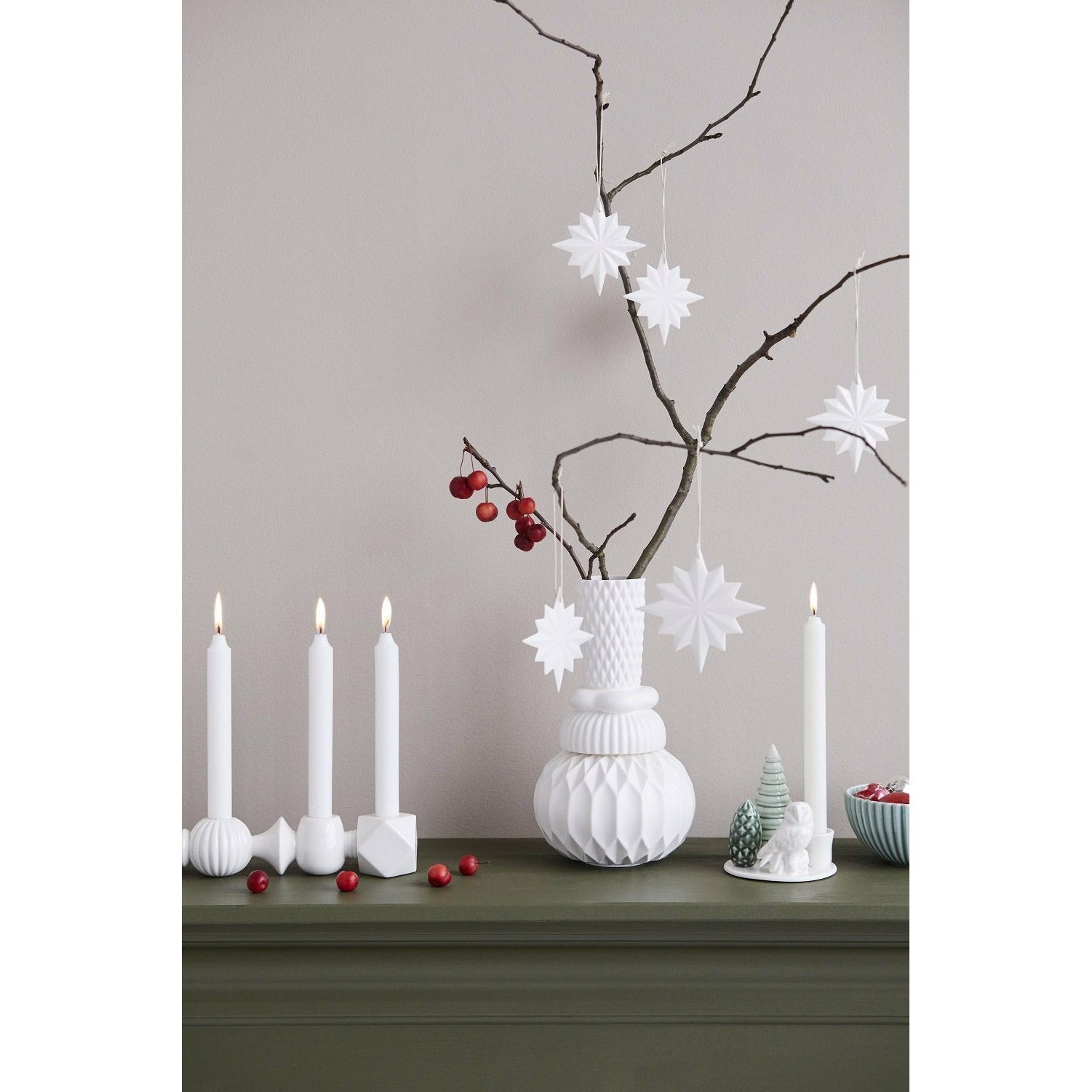 Dottir Samsurium Vier Elemente Kerzenständer Weiß, 30cm