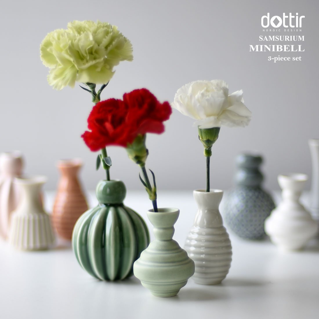Dottir Samsurium Minibell Vase Set, Blue/Gray