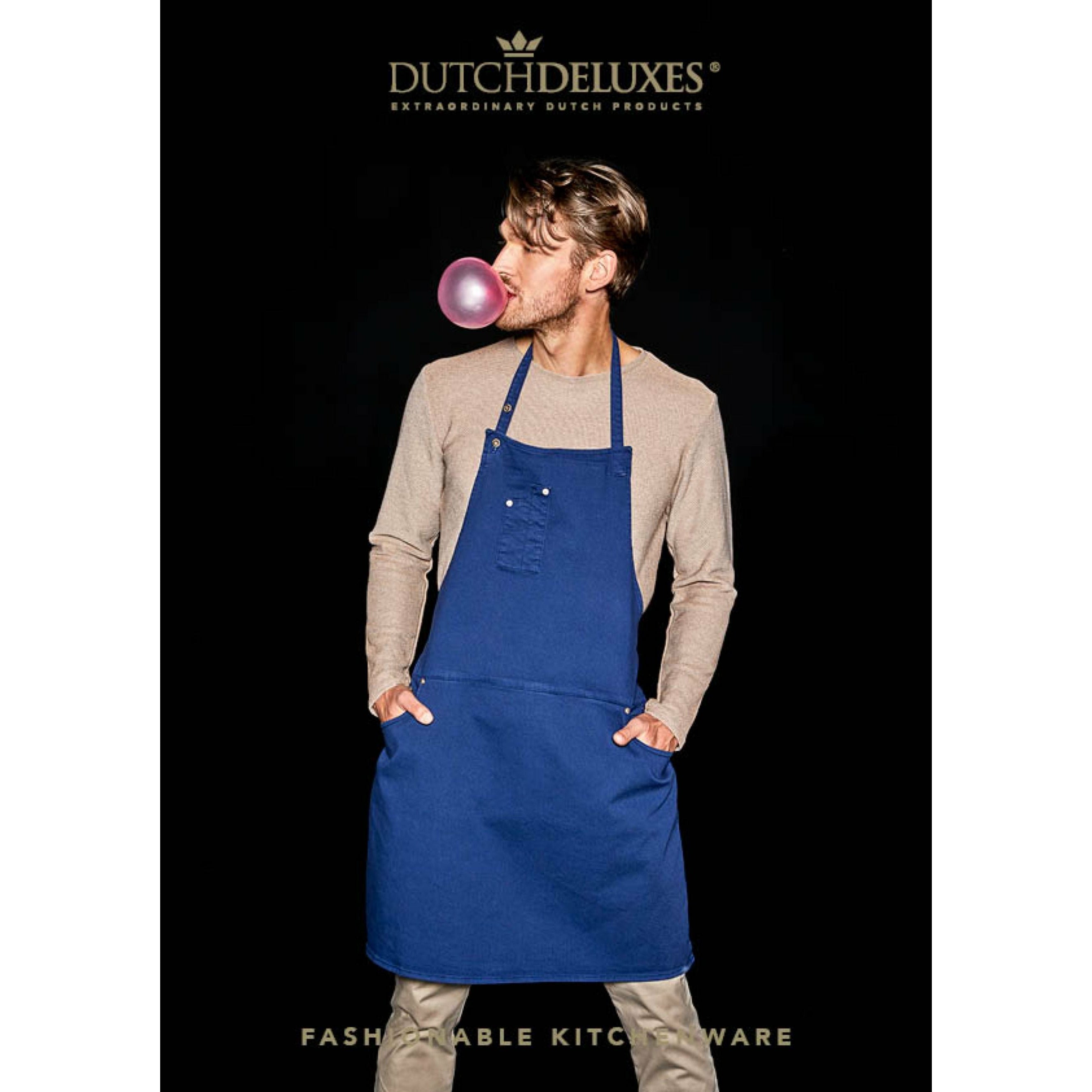 Dutchdeluxes Fem lommeforklædekomfort pasform, mørkeblå