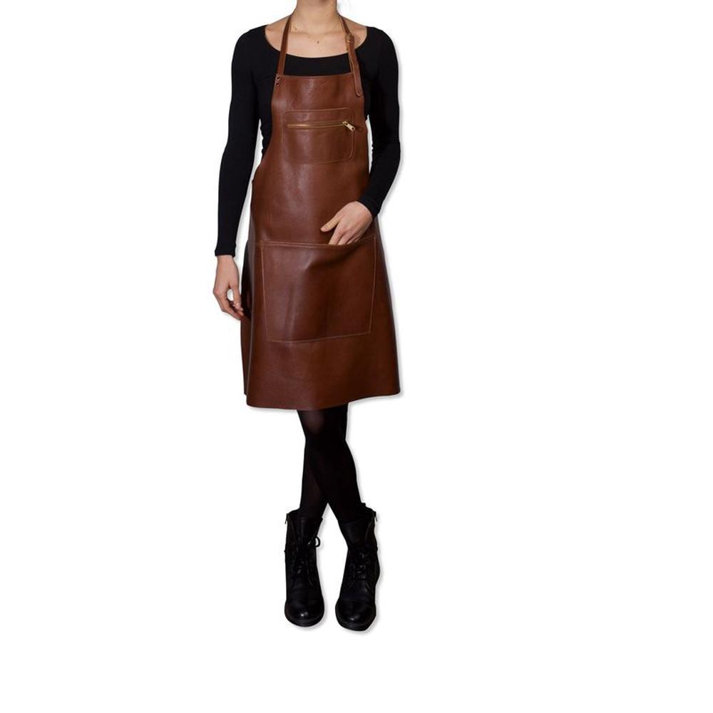 Dutchdeluxes Apron In Zipper Style Classic Leather, Brown