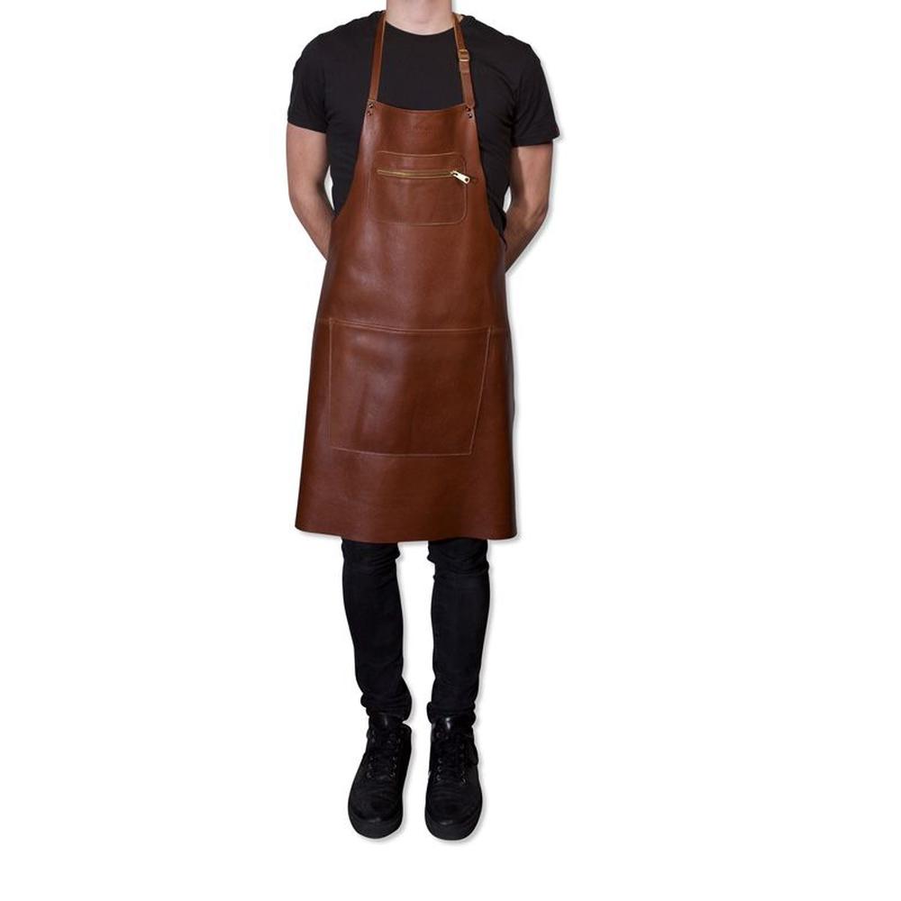 Dutchdeluxes Apron In Zipper Style Classic Leather, Brown