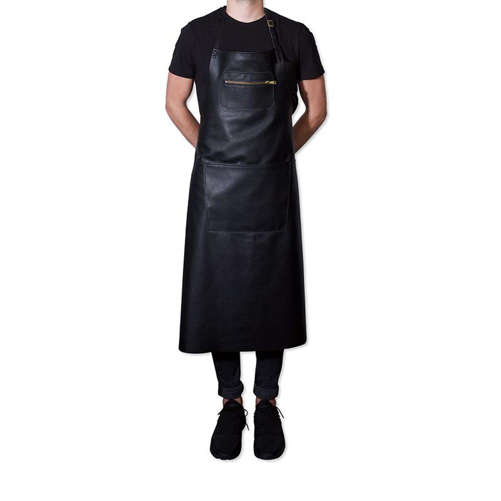 Dutchdeluxes Apron In Zipper Style Classic Leather Extra Long, Black