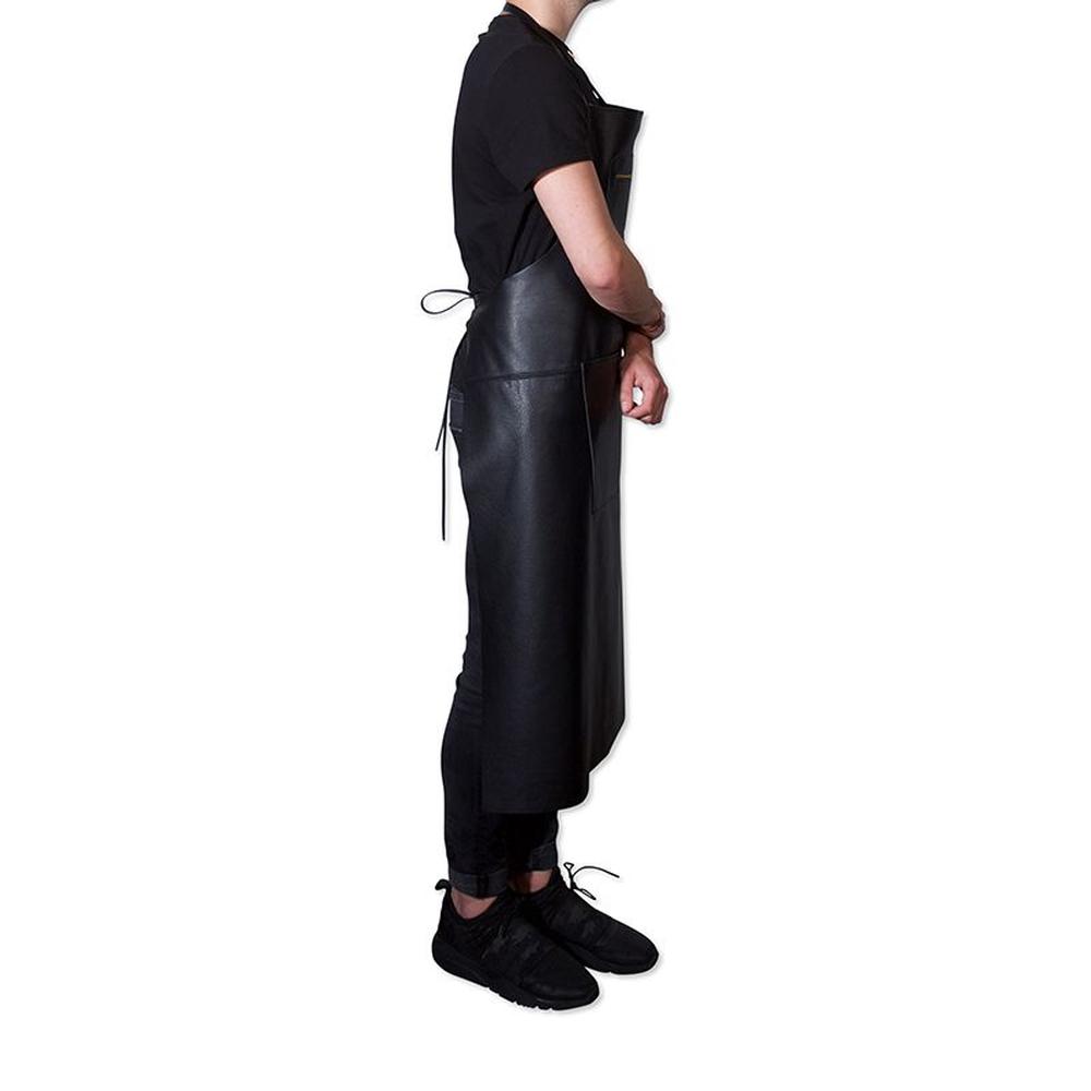 Dutchdeluxes Förkläde i blixtlås stil klassiskt läder extra lång, svart