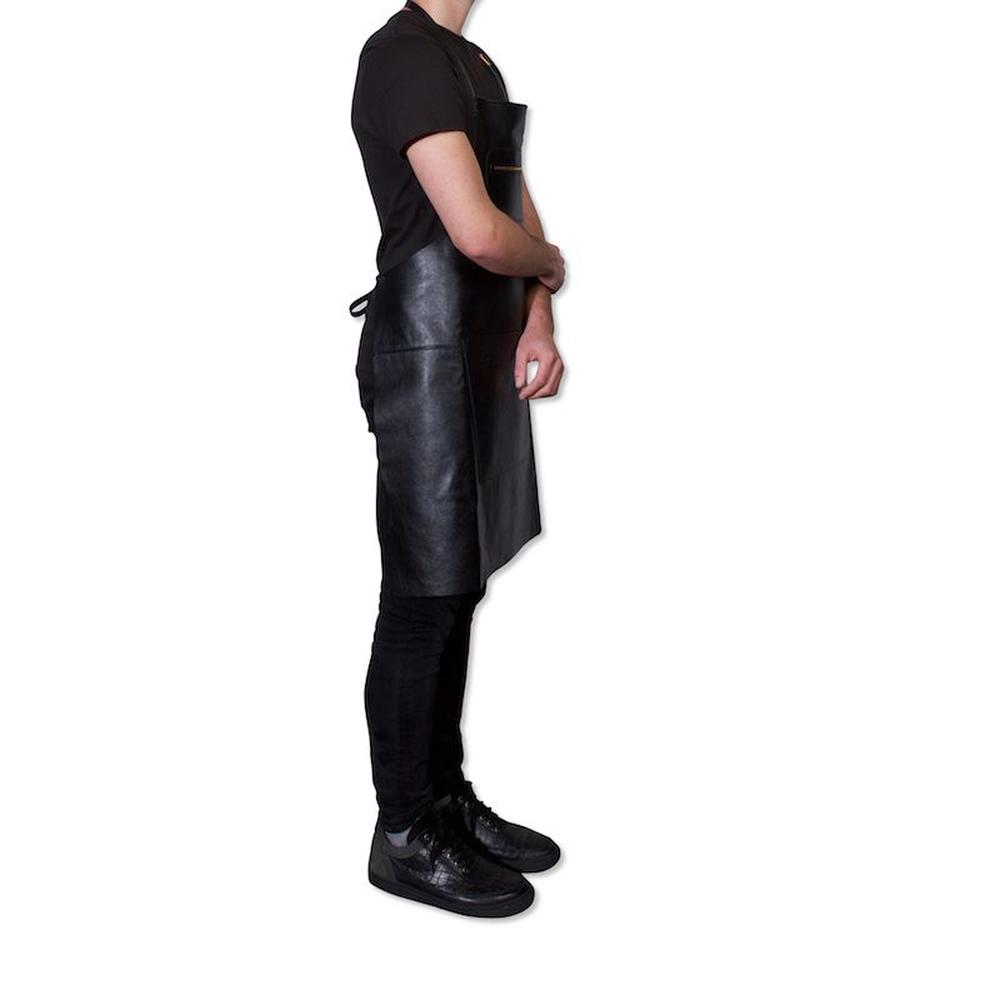 Dutchdeluxes Forklæde i lynlås stil klassisk læder, sort