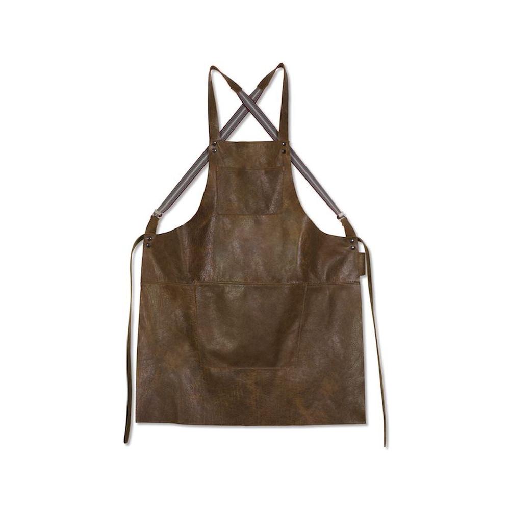 Dutchdeluxes Apron With Suspenders, Vintage Brown