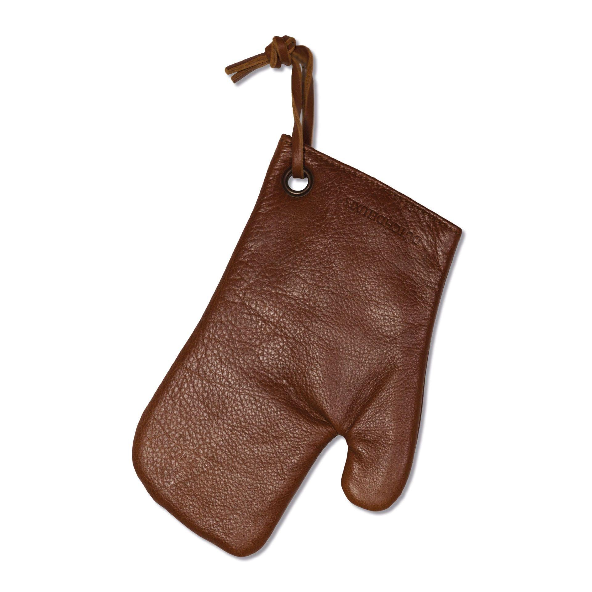 荷兰克塞斯锅手套经典皮革，棕色