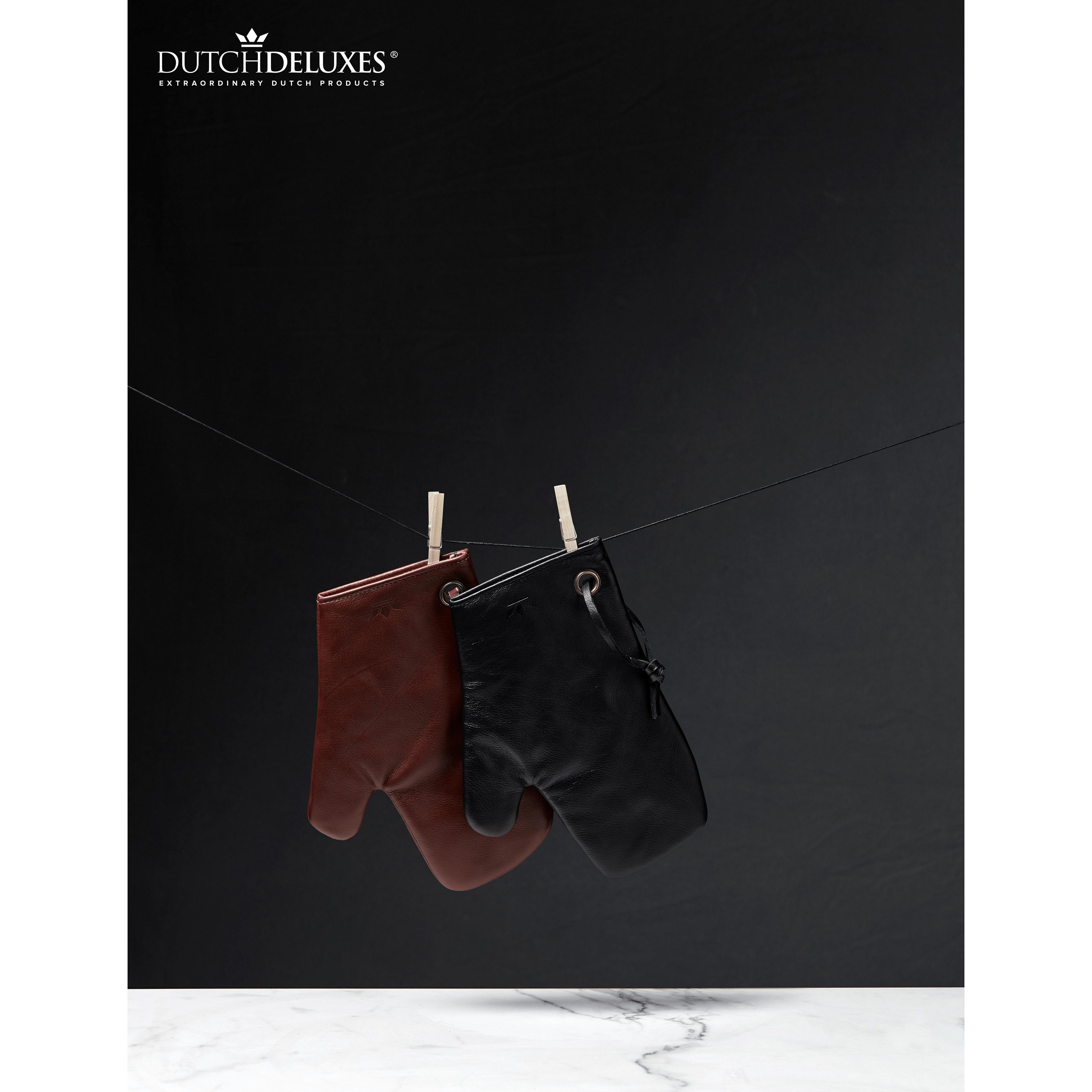 荷兰电流锅手套经典皮革，黑色