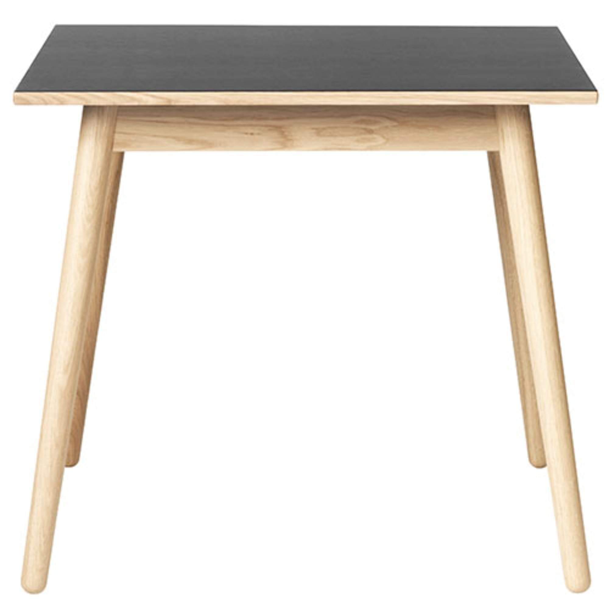 FDBMøblerC35餐桌橡木，黑色油毡桌，82x82cm