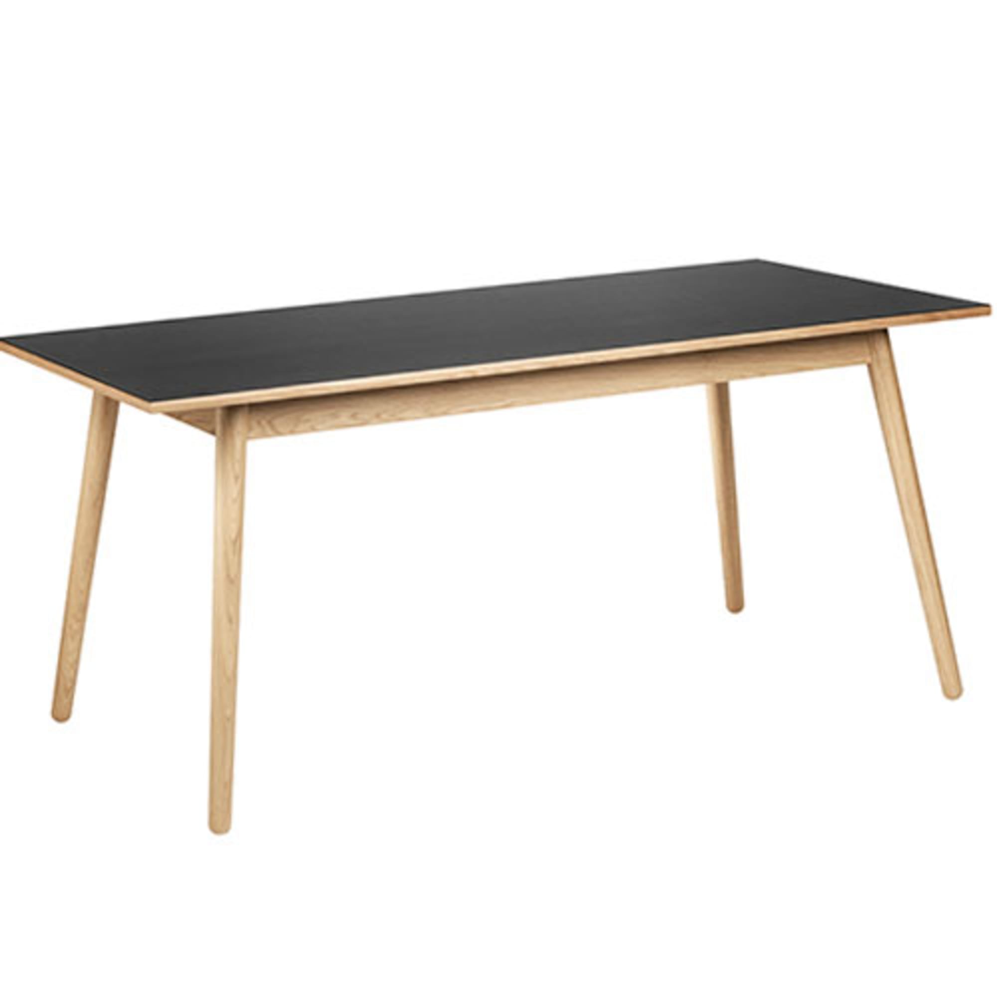 FDB Møbler C35 C Table à manger pour 8 personnes chêne, haut en linoléum noir, 95x220 cm