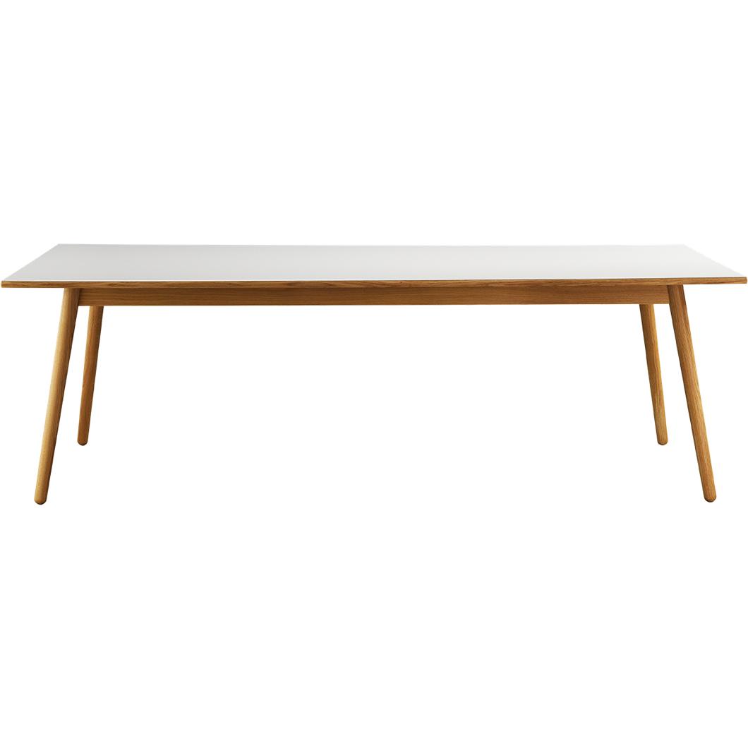 FDB Møbler C35 C Table à manger pour 8 personnes chêne, haut en linoléum blanc, 95x220 cm