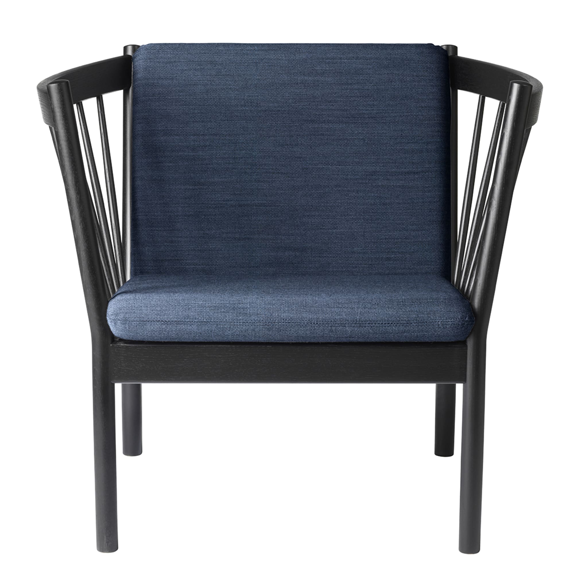 FDBMøblerJ146扶手椅，黑橡木，深蓝色织物