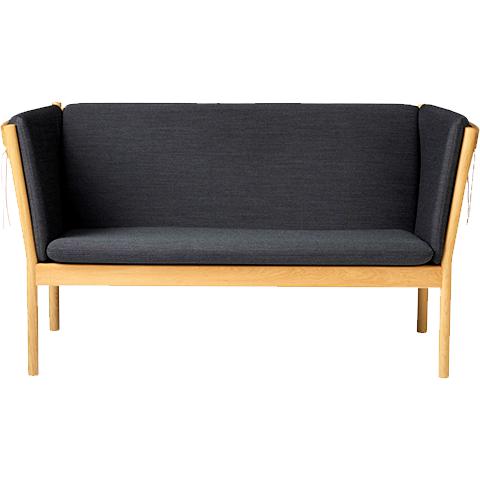 Fdb Møbler J148 2 person soffa, ek, mörkgrå tyg