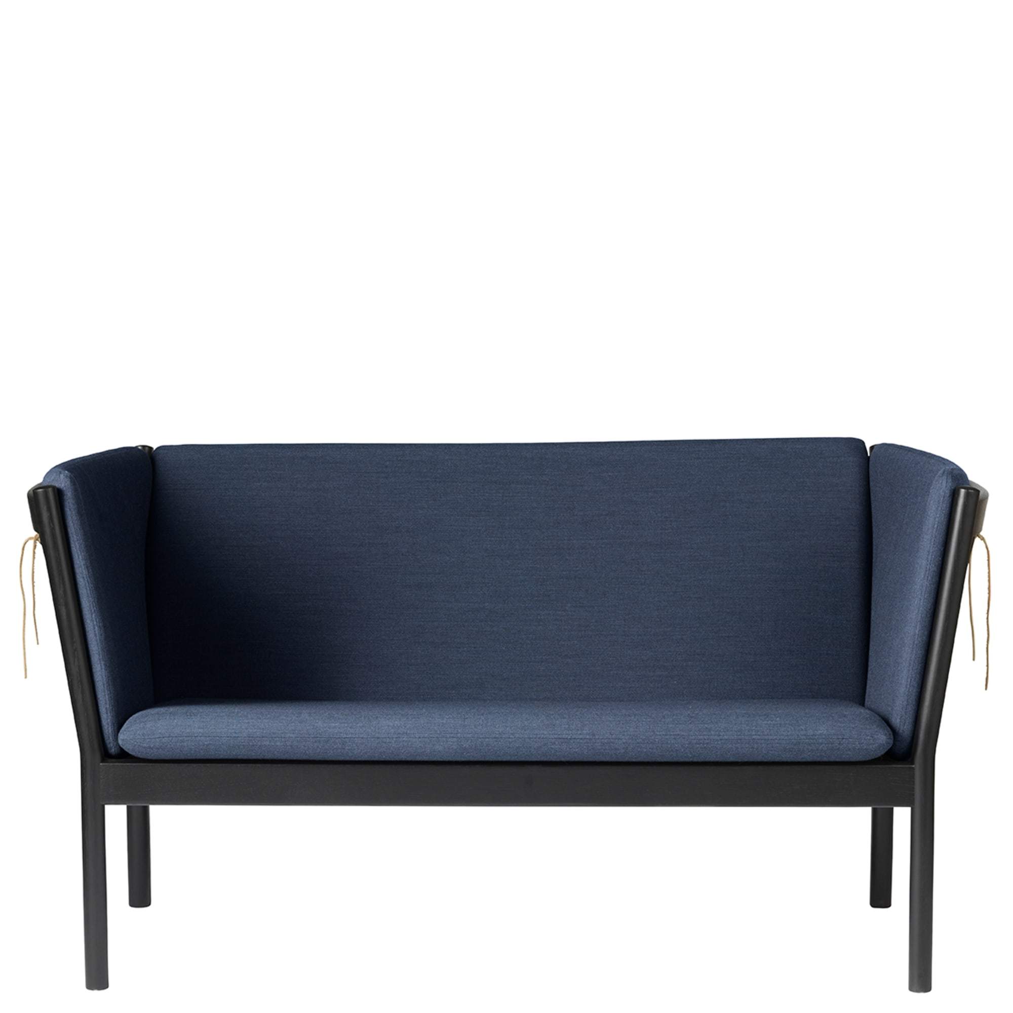 Fdb Møbler J148 2 Person Sofa, Black Oak, Dark Blue Fabric