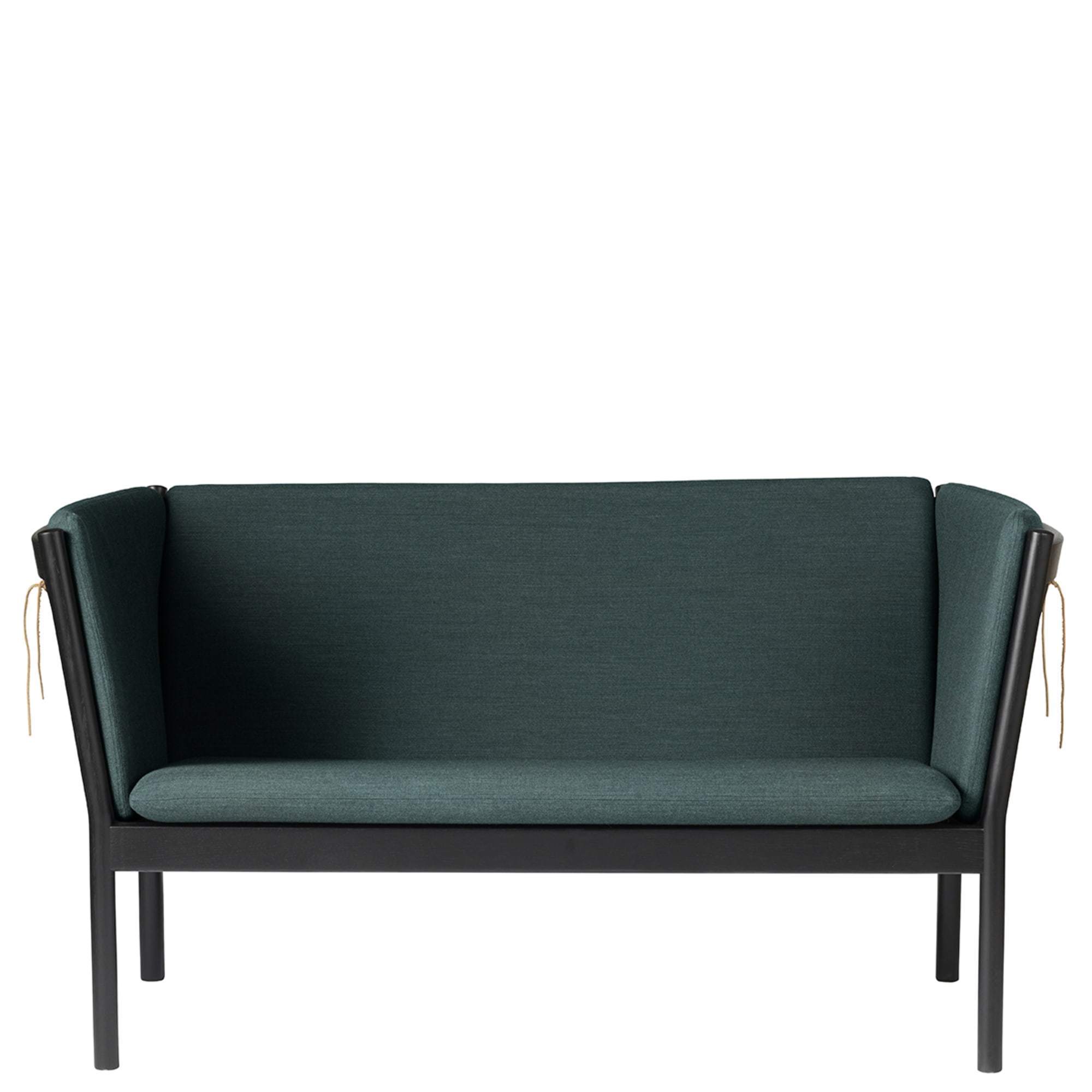 Fdb Møbler J148 2 Person Sofa, chêne noir, tissu vert foncé