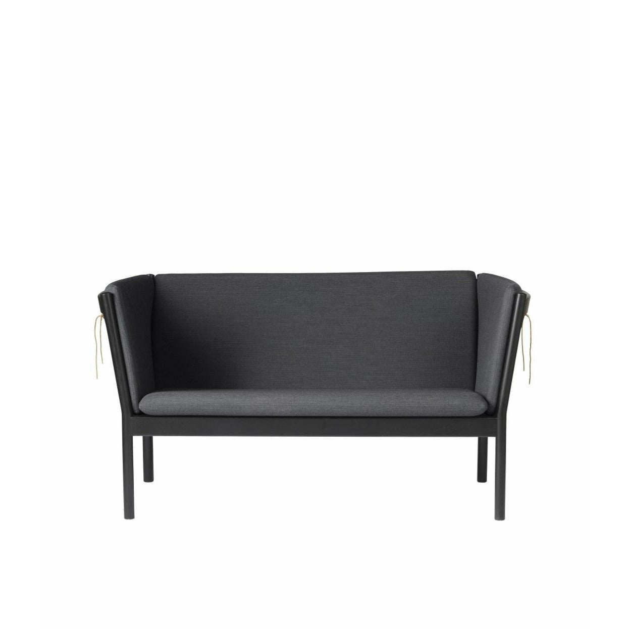 Fdb Møbler J148 Two Seater Sofa Black Lacquered Oak, Dark Grey Fabric