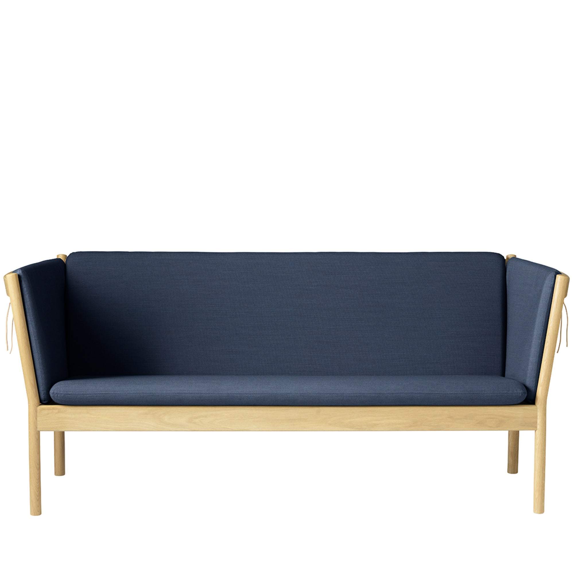 Fdb Møbler J149 3 Person Sofa, Oak, Dark Blue Fabric