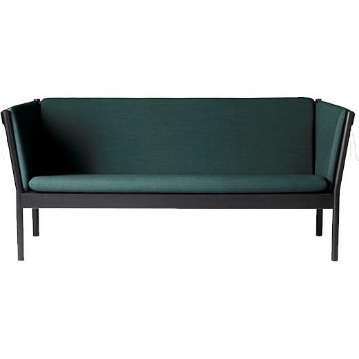 FDB Møbler J149 di divano a 3 persone, quercia nera, tessuto verde scuro