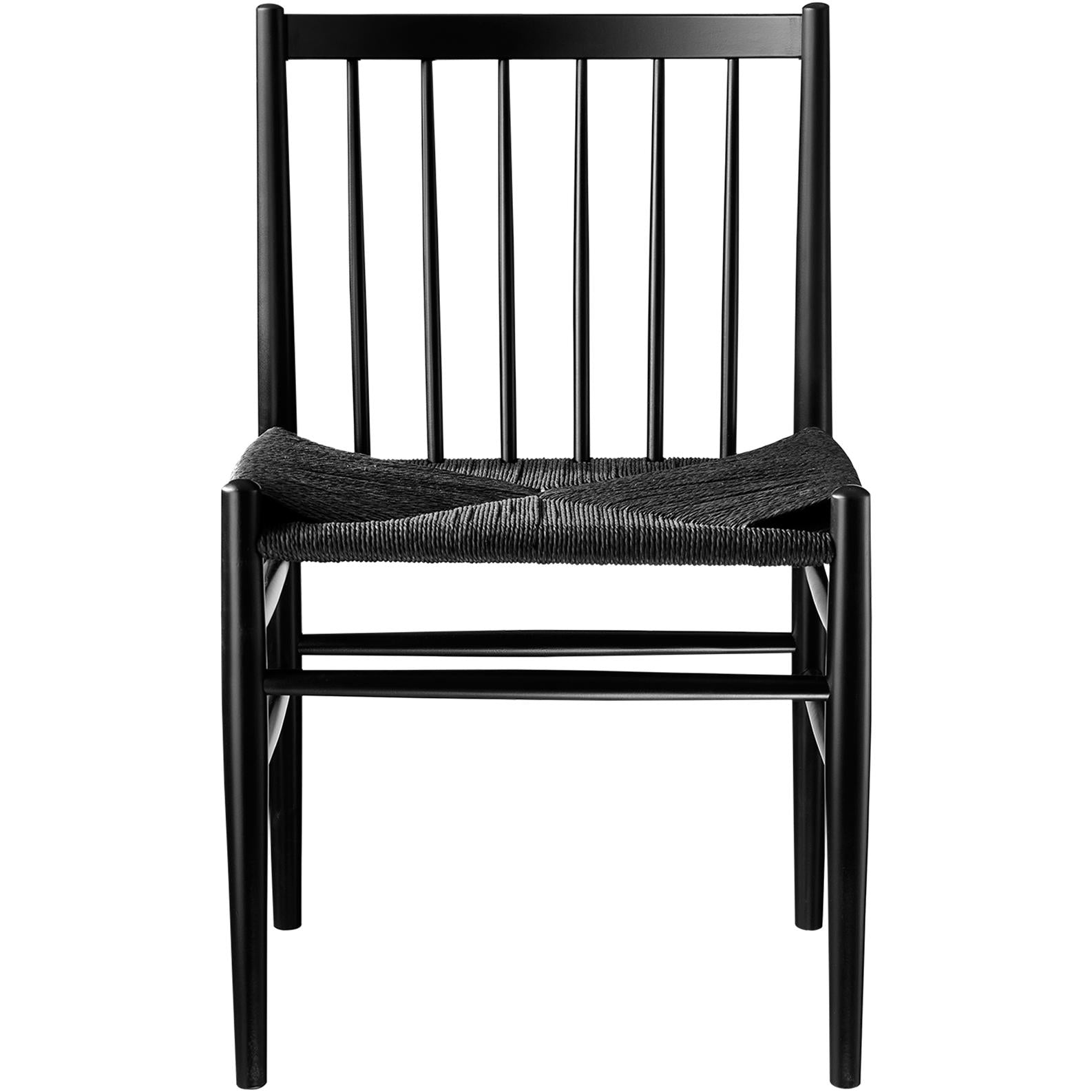 FDBMøblerJ80餐椅，黑色山毛榉，黑色网眼