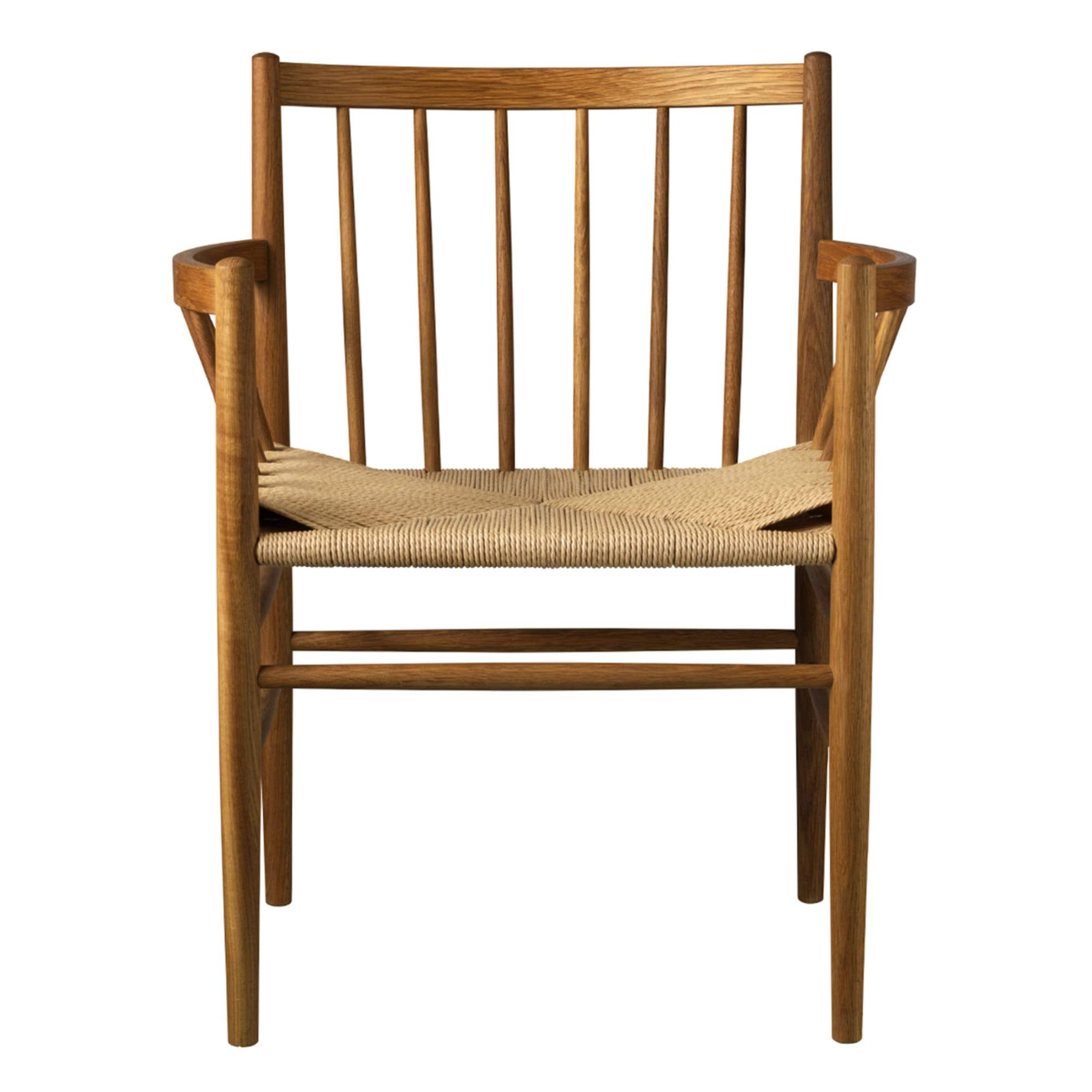 Fdb Møbler J81 Dining Chair With Armrest, Smoked Oak, Natural Wicker