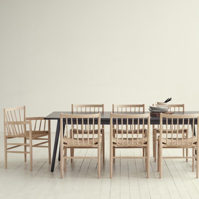 Fdb Møbler J81 Dining Chair With Armrest, Black Beech, Natural Mesh