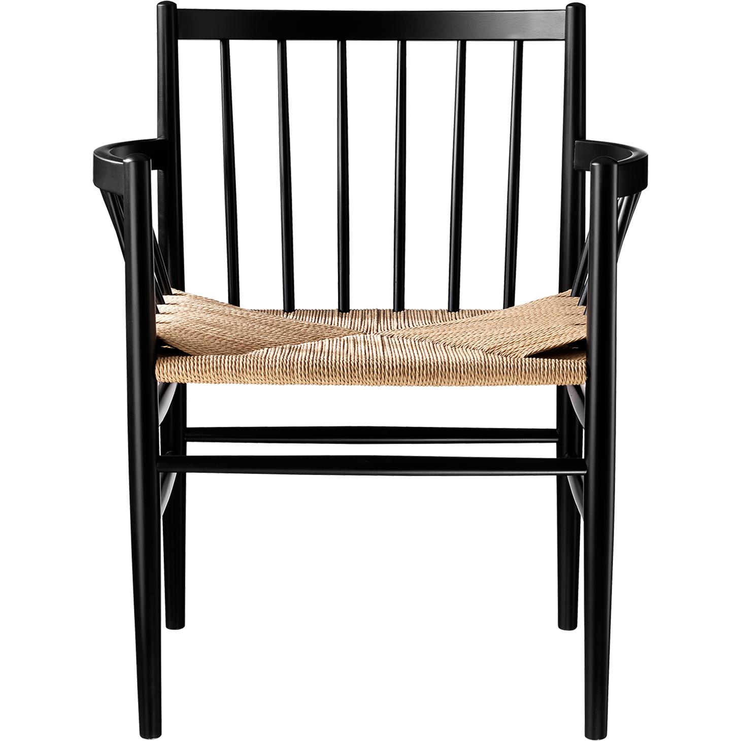 Fdb Møbler J81 Dining Chair With Armrest, Black Beech, Natural Mesh