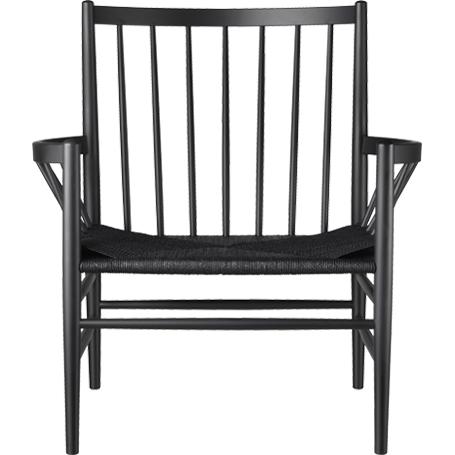 Fdb Møbler J82 Lounge Chair, Black Beech, Black Wicker