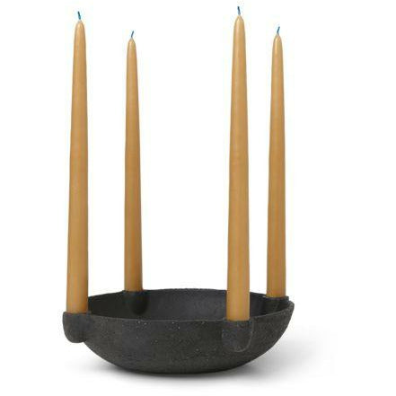 Ferm Living Bowl Candlestick grande, grigio scuro